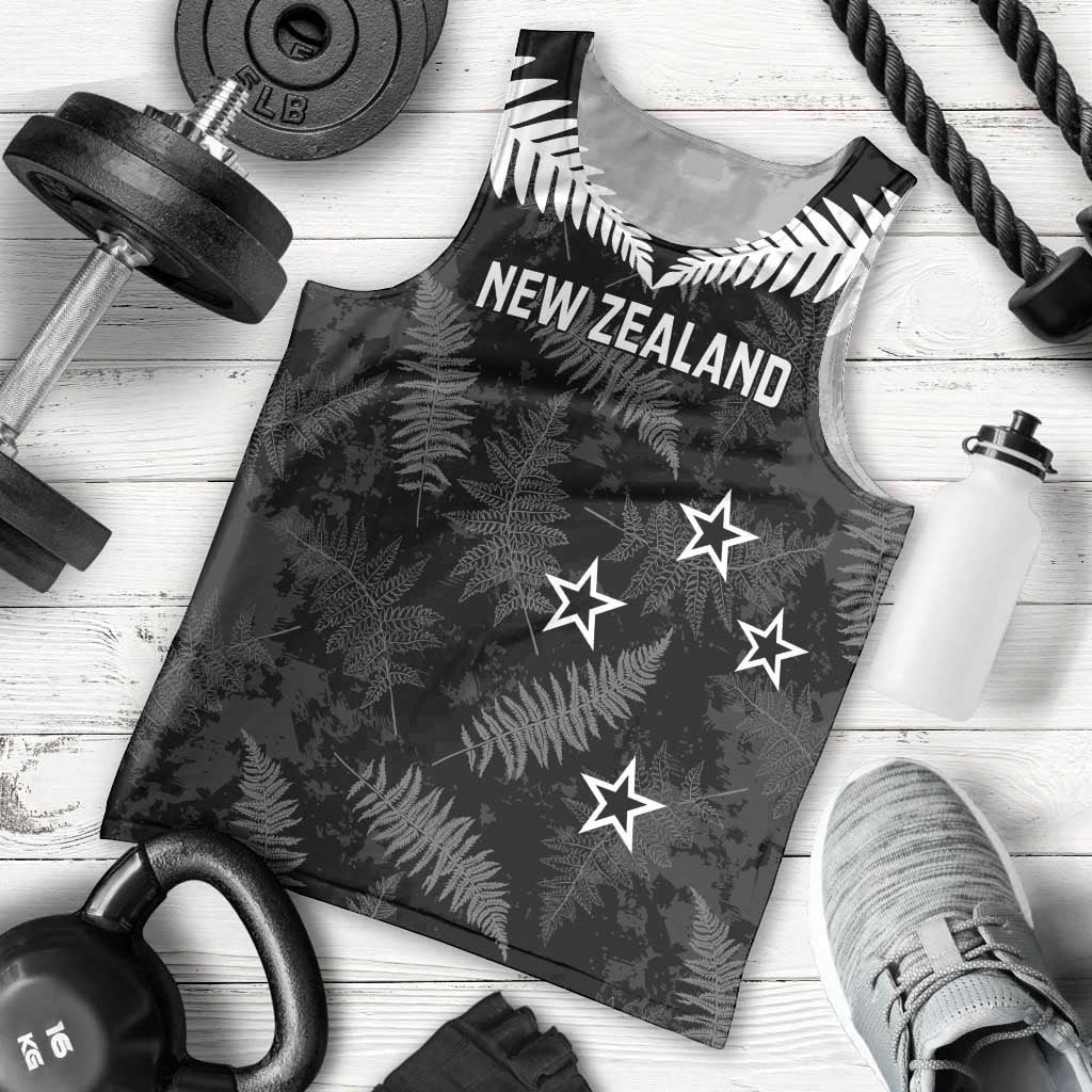 Custom New Zealand Silver Fern Football Men Tank Top Go Aotearoa Grunge Black - Aussie Hoodie