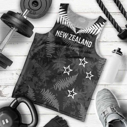 Custom New Zealand Silver Fern Football Men Tank Top Go Aotearoa Grunge Black - Aussie Hoodie