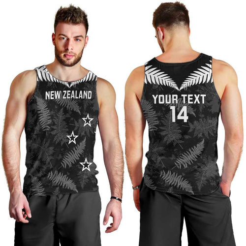 Custom New Zealand Silver Fern Football Men Tank Top Go Aotearoa Grunge Black - Aussie Hoodie