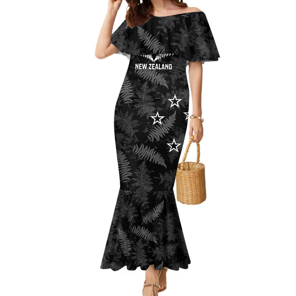Custom New Zealand Silver Fern Football Mermaid Dress Go Aotearoa Grunge Black - Aussie Hoodie