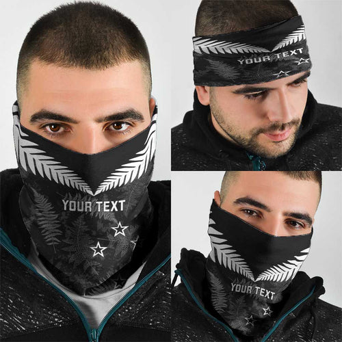 Custom New Zealand Silver Fern Football Neck Gaiter Go Aotearoa Grunge Black - Aussie Hoodie
