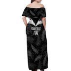Custom New Zealand Silver Fern Football Off Shoulder Maxi Dress Go Aotearoa Grunge Black - Aussie Hoodie