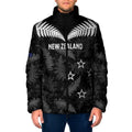 Custom New Zealand Silver Fern Football Padded Jacket Go Aotearoa Grunge Black - Aussie Hoodie