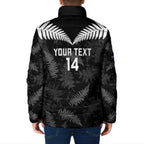 Custom New Zealand Silver Fern Football Padded Jacket Go Aotearoa Grunge Black - Aussie Hoodie