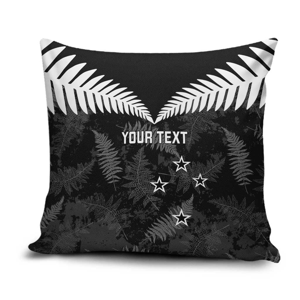 Custom New Zealand Silver Fern Football Pillow Cover Go Aotearoa Grunge Black - Aussie Hoodie