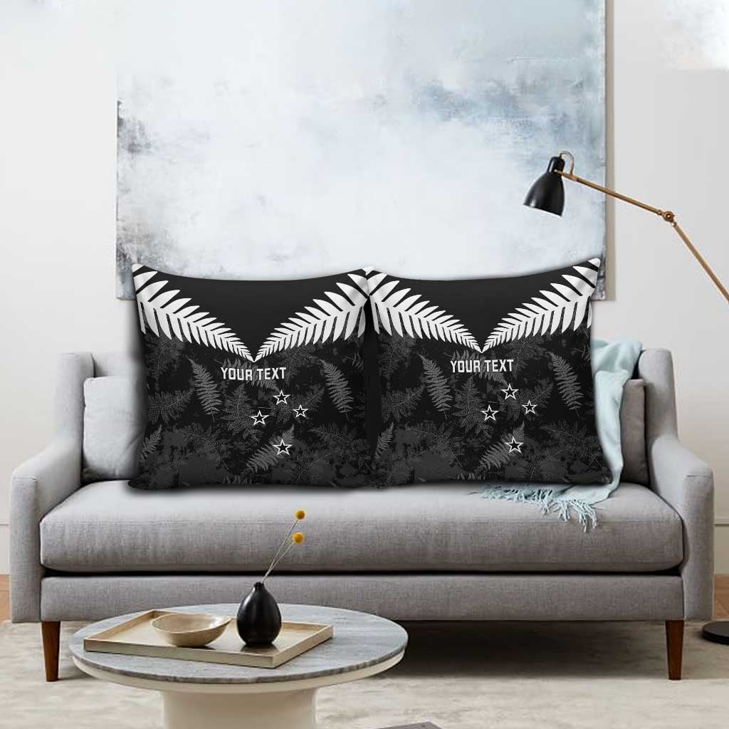 Custom New Zealand Silver Fern Football Pillow Cover Go Aotearoa Grunge Black - Aussie Hoodie