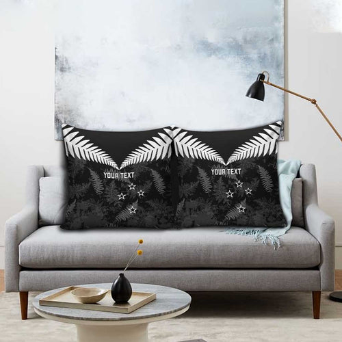 Custom New Zealand Silver Fern Football Pillow Cover Go Aotearoa Grunge Black - Aussie Hoodie