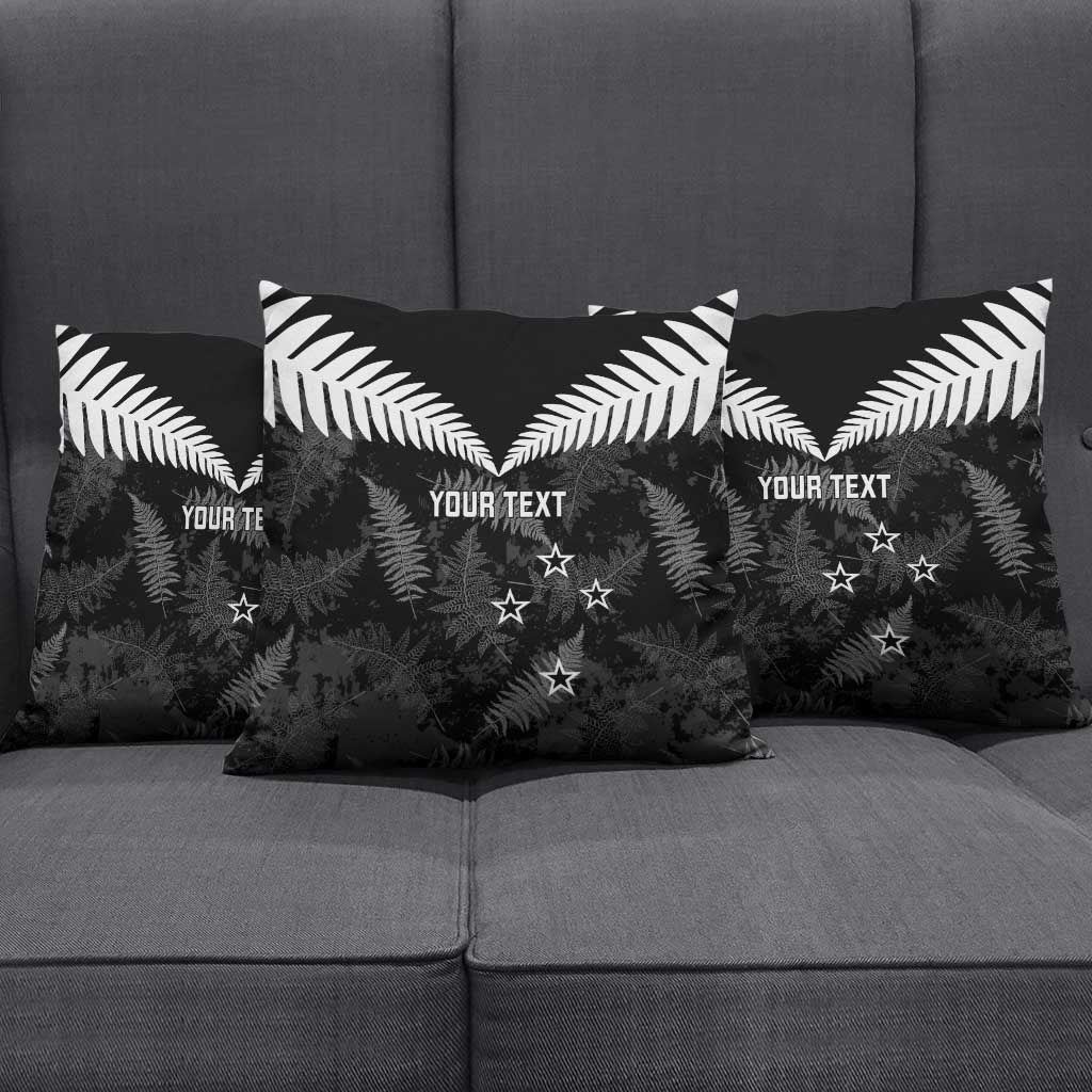 Custom New Zealand Silver Fern Football Pillow Cover Go Aotearoa Grunge Black - Aussie Hoodie