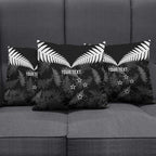 Custom New Zealand Silver Fern Football Pillow Cover Go Aotearoa Grunge Black - Aussie Hoodie