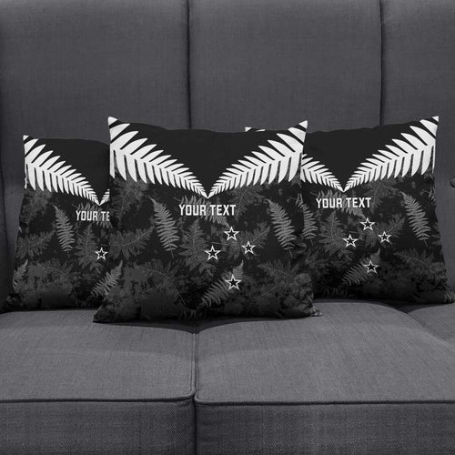 Custom New Zealand Silver Fern Football Pillow Cover Go Aotearoa Grunge Black - Aussie Hoodie