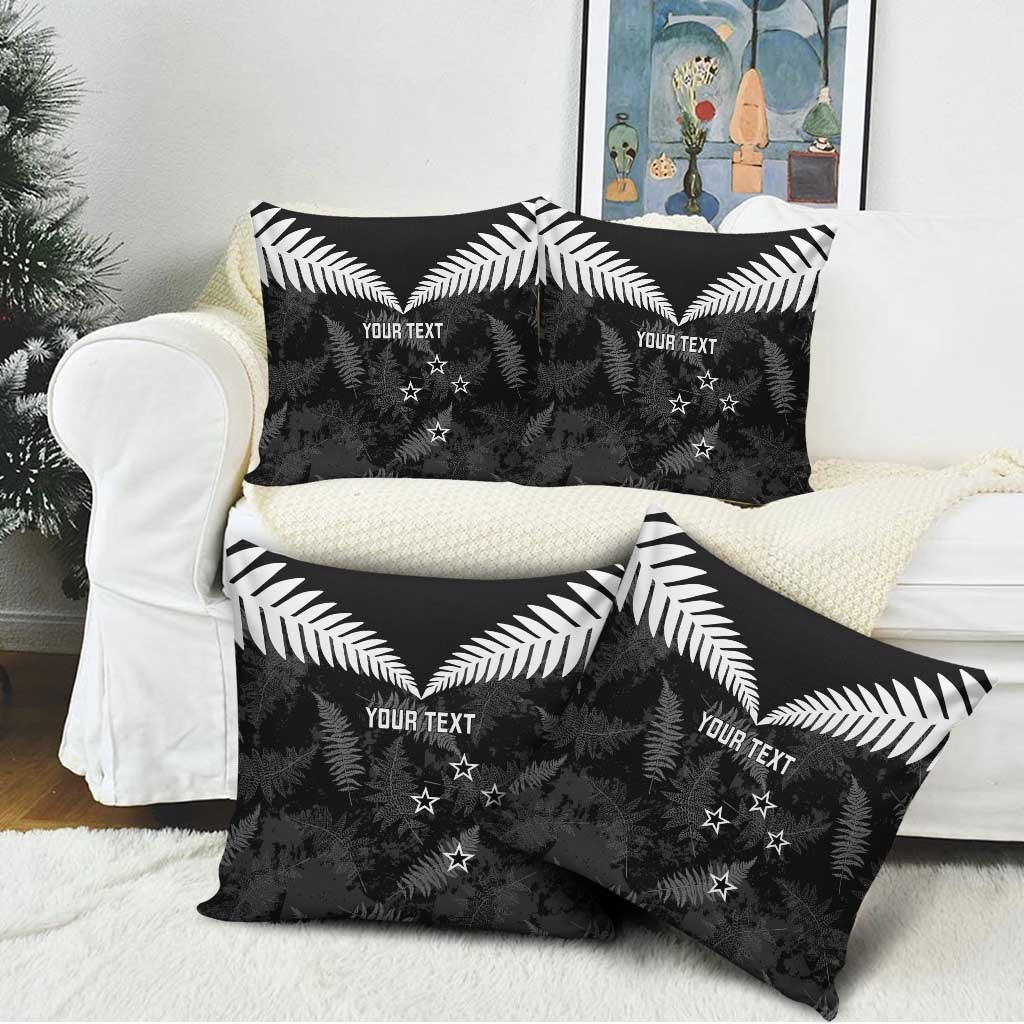 Custom New Zealand Silver Fern Football Pillow Cover Go Aotearoa Grunge Black - Aussie Hoodie