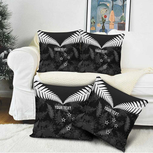 Custom New Zealand Silver Fern Football Pillow Cover Go Aotearoa Grunge Black - Aussie Hoodie