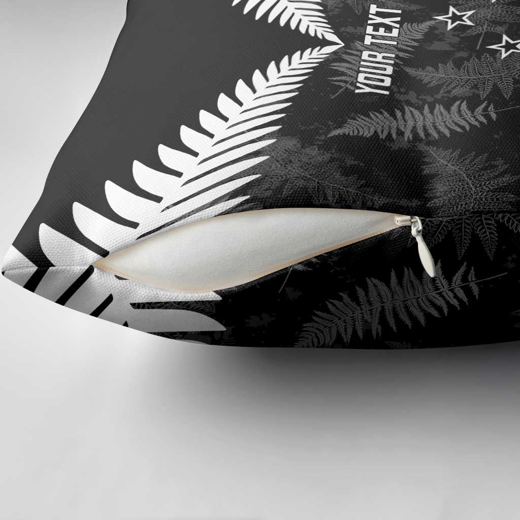 Custom New Zealand Silver Fern Football Pillow Cover Go Aotearoa Grunge Black - Aussie Hoodie