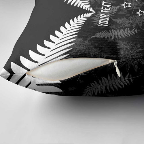 Custom New Zealand Silver Fern Football Pillow Cover Go Aotearoa Grunge Black - Aussie Hoodie