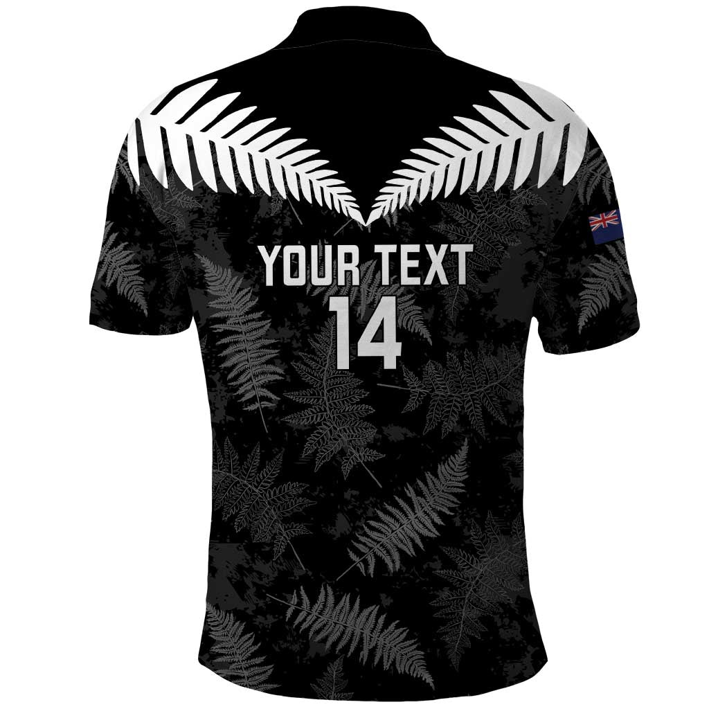 Custom New Zealand Silver Fern Football Polo Shirt Go Aotearoa Grunge Black - Aussie Hoodie