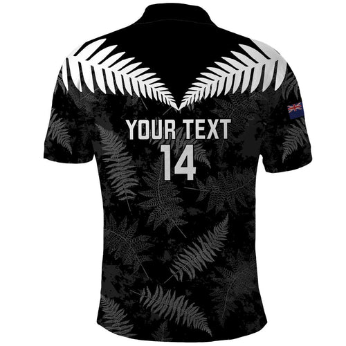 Custom New Zealand Silver Fern Football Polo Shirt Go Aotearoa Grunge Black - Aussie Hoodie