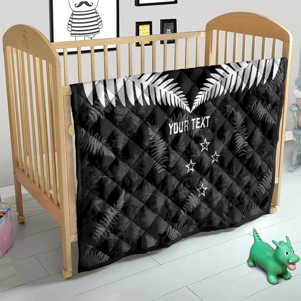 Custom New Zealand Silver Fern Football Quilt Go Aotearoa Grunge Black - Aussie Hoodie