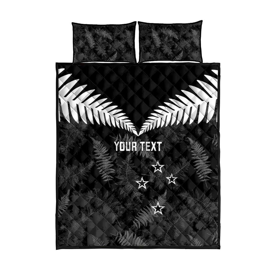 Custom New Zealand Silver Fern Football Quilt Bed Set Go Aotearoa Grunge Black - Aussie Hoodie