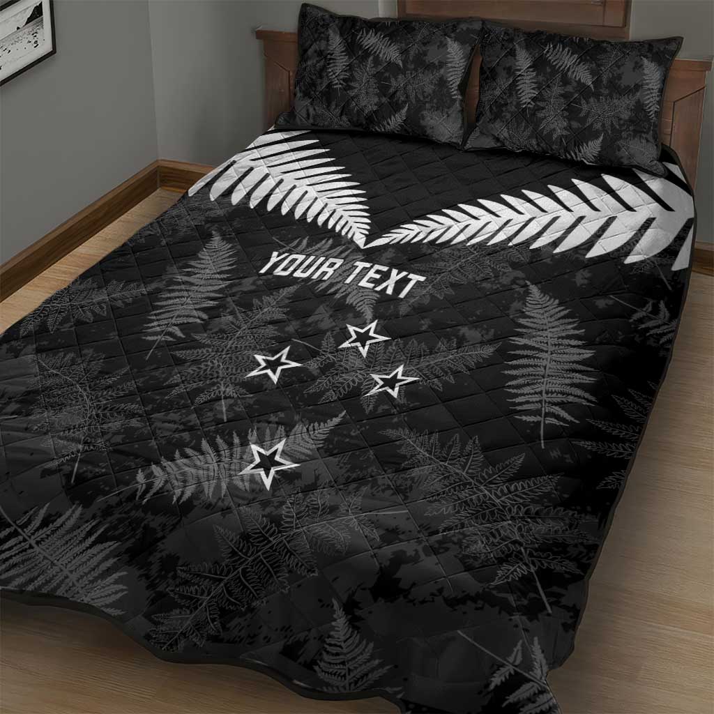 Custom New Zealand Silver Fern Football Quilt Bed Set Go Aotearoa Grunge Black - Aussie Hoodie