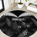 Custom New Zealand Silver Fern Football Round Carpet Go Aotearoa Grunge Black - Aussie Hoodie