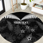Custom New Zealand Silver Fern Football Round Carpet Go Aotearoa Grunge Black - Aussie Hoodie