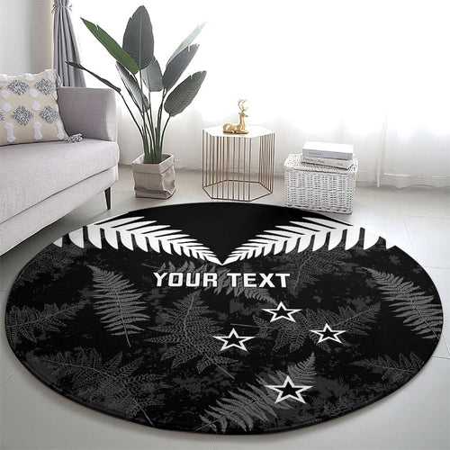 Custom New Zealand Silver Fern Football Round Carpet Go Aotearoa Grunge Black - Aussie Hoodie