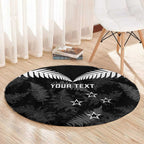 Custom New Zealand Silver Fern Football Round Carpet Go Aotearoa Grunge Black - Aussie Hoodie