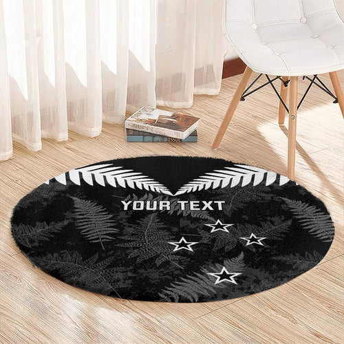 Custom New Zealand Silver Fern Football Round Carpet Go Aotearoa Grunge Black - Aussie Hoodie