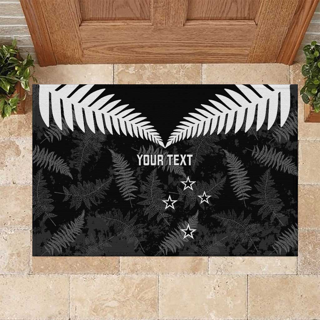 Custom New Zealand Silver Fern Football Rubber Doormat Go Aotearoa Grunge Black - Aussie Hoodie