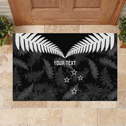 Custom New Zealand Silver Fern Football Rubber Doormat Go Aotearoa Grunge Black - Aussie Hoodie