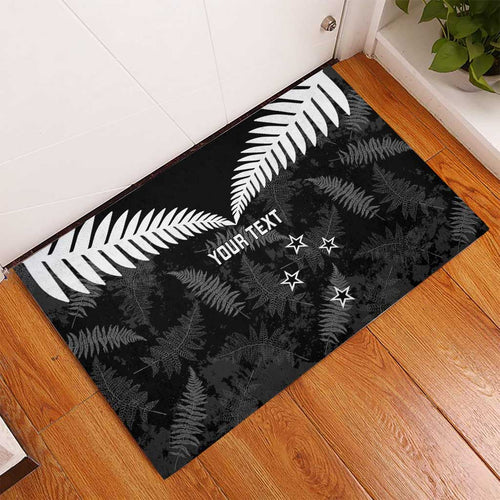 Custom New Zealand Silver Fern Football Rubber Doormat Go Aotearoa Grunge Black - Aussie Hoodie