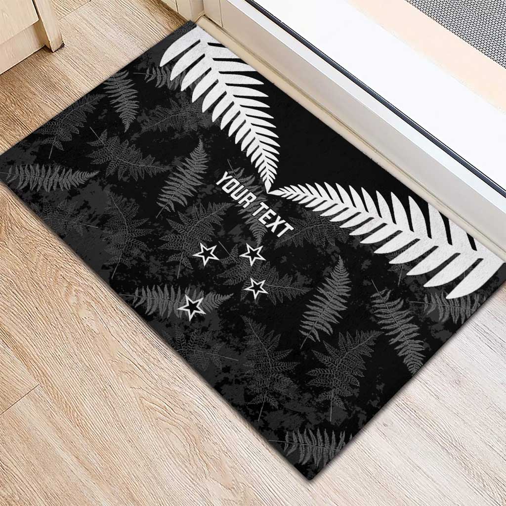 Custom New Zealand Silver Fern Football Rubber Doormat Go Aotearoa Grunge Black - Aussie Hoodie