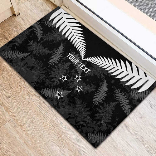 Custom New Zealand Silver Fern Football Rubber Doormat Go Aotearoa Grunge Black - Aussie Hoodie