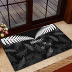 Custom New Zealand Silver Fern Football Rubber Doormat Go Aotearoa Grunge Black - Aussie Hoodie