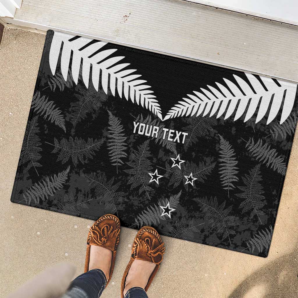 Custom New Zealand Silver Fern Football Rubber Doormat Go Aotearoa Grunge Black - Aussie Hoodie
