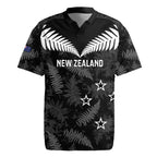 Custom New Zealand Silver Fern Football Rugby Jersey Go Aotearoa Grunge Black - Aussie Hoodie