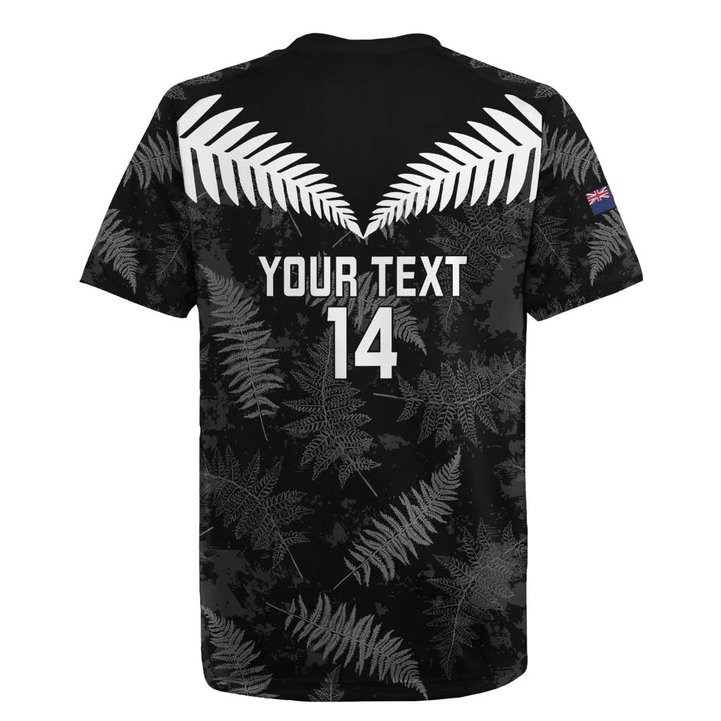 Custom New Zealand Silver Fern Football Rugby Jersey Go Aotearoa Grunge Black - Aussie Hoodie