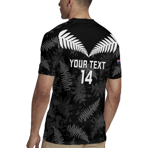 Custom New Zealand Silver Fern Football Rugby Jersey Go Aotearoa Grunge Black - Aussie Hoodie