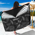 Custom New Zealand Silver Fern Football Sarong Go Aotearoa Grunge Black - Aussie Hoodie