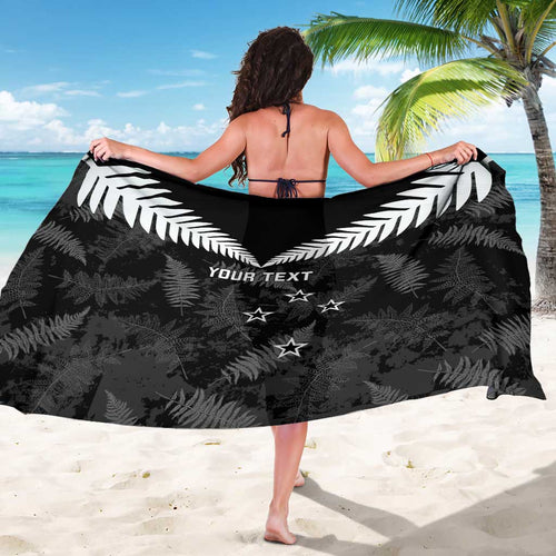 Custom New Zealand Silver Fern Football Sarong Go Aotearoa Grunge Black - Aussie Hoodie