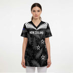 Custom New Zealand Silver Fern Football Scrub Top Go Aotearoa Grunge Black - Aussie Hoodie