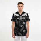 Custom New Zealand Silver Fern Football Scrub Top Go Aotearoa Grunge Black - Aussie Hoodie