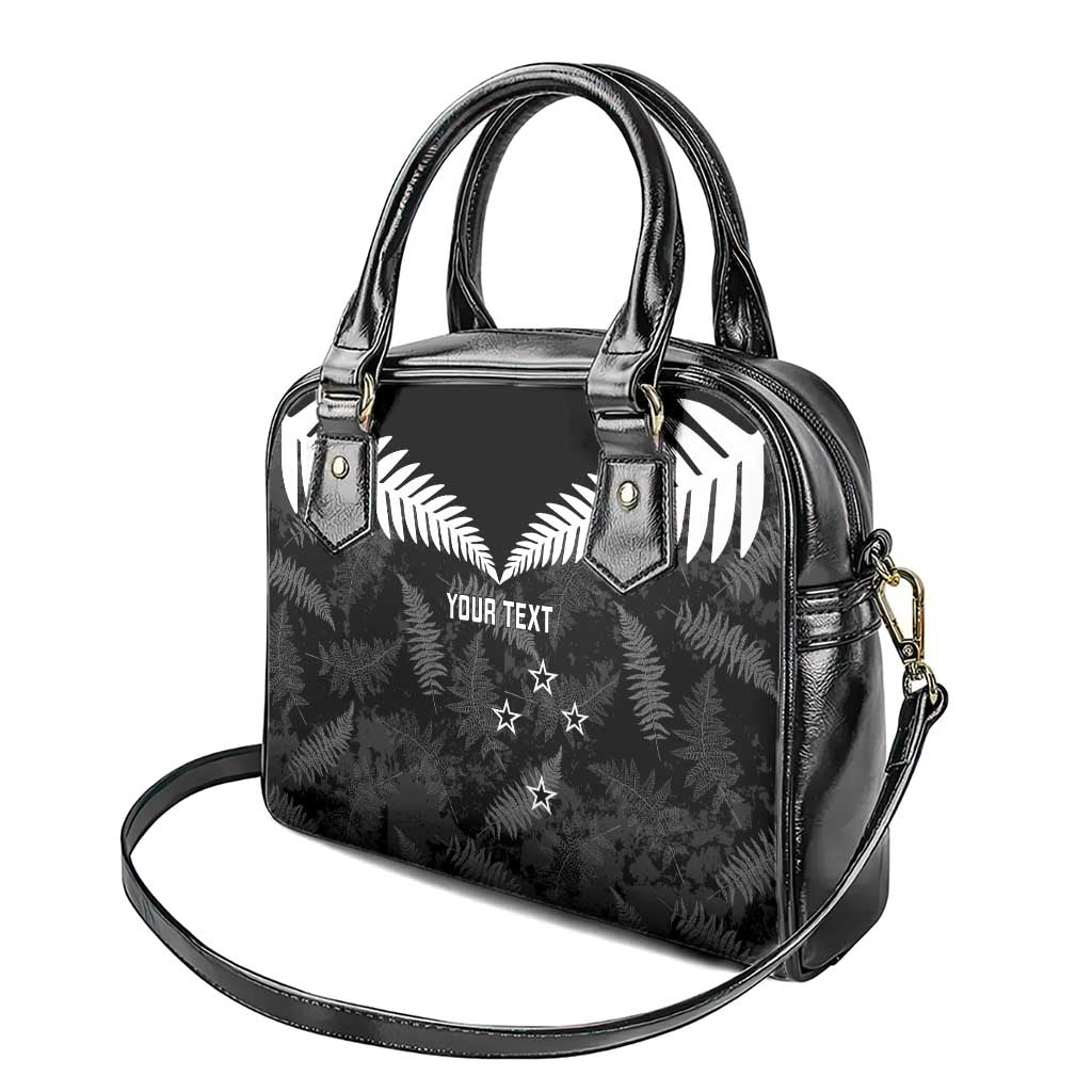 Custom New Zealand Silver Fern Football Shoulder Handbag Go Aotearoa Grunge Black - Aussie Hoodie