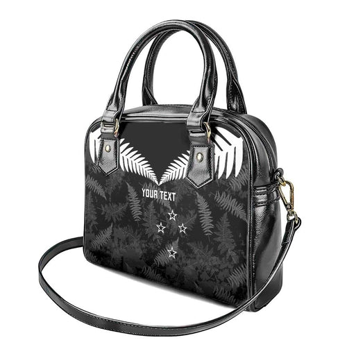 Custom New Zealand Silver Fern Football Shoulder Handbag Go Aotearoa Grunge Black - Aussie Hoodie