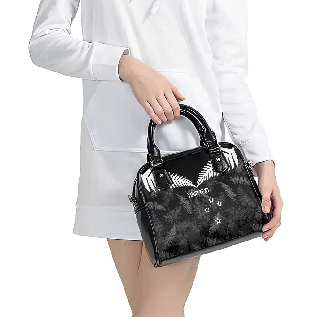 Custom New Zealand Silver Fern Football Shoulder Handbag Go Aotearoa Grunge Black - Aussie Hoodie