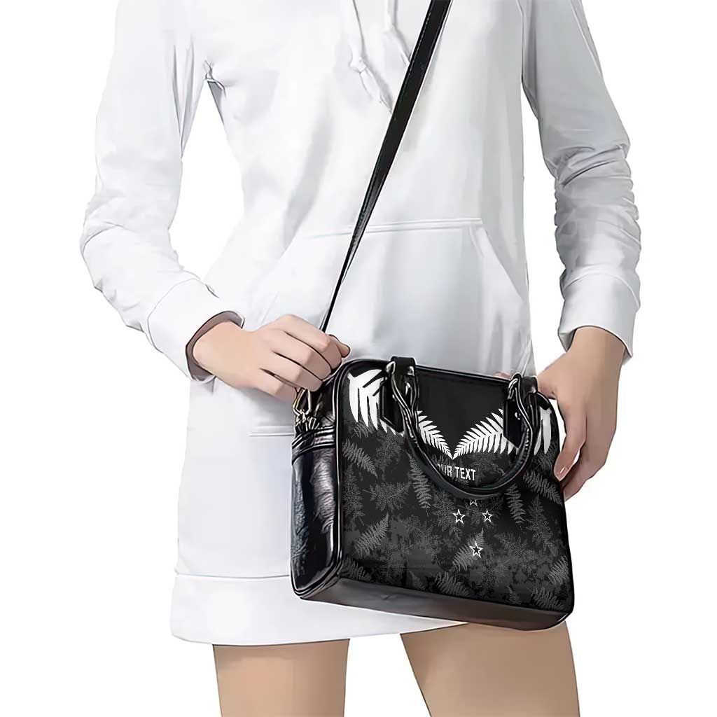 Custom New Zealand Silver Fern Football Shoulder Handbag Go Aotearoa Grunge Black - Aussie Hoodie