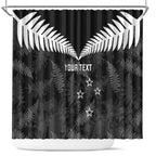 Custom New Zealand Silver Fern Football Shower Curtain Go Aotearoa Grunge Black - Aussie Hoodie