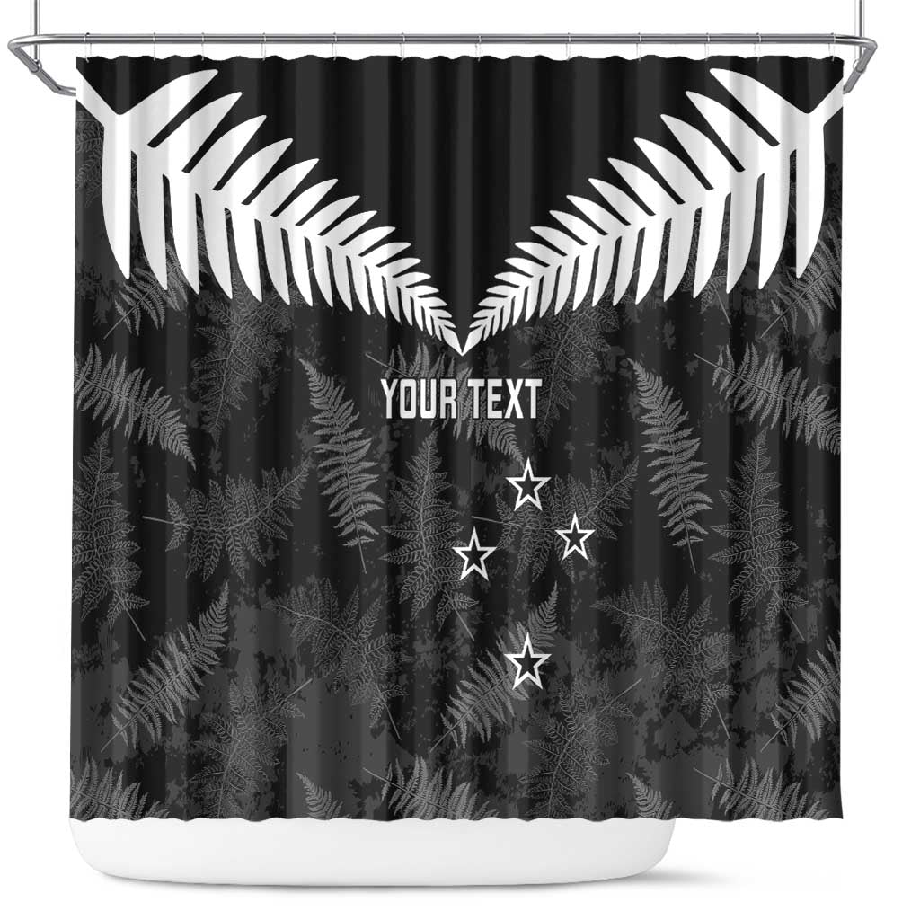 Custom New Zealand Silver Fern Football Shower Curtain Go Aotearoa Grunge Black - Aussie Hoodie