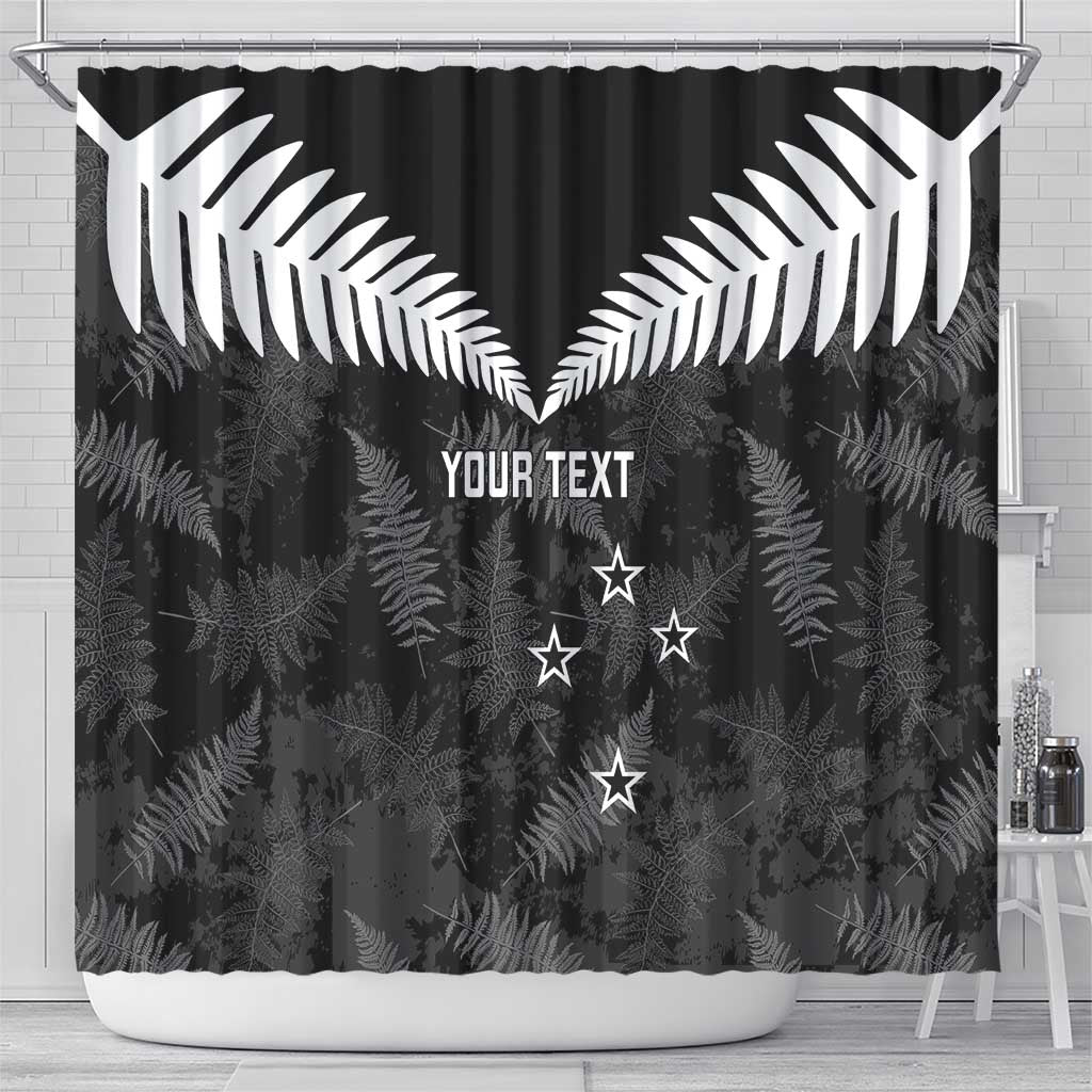 Custom New Zealand Silver Fern Football Shower Curtain Go Aotearoa Grunge Black - Aussie Hoodie