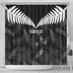 Custom New Zealand Silver Fern Football Shower Curtain Go Aotearoa Grunge Black - Aussie Hoodie